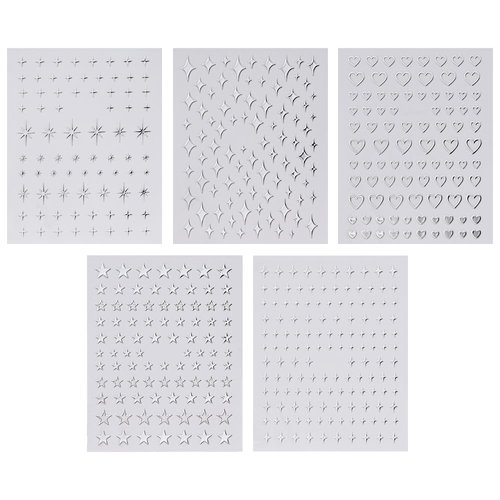 Liquid Metallic Mirror Silver Nail Stickers for Women 3D Star Nail Stickers Hollow Out Heart Nail Decals for Nail Art Supplies Self-adhesive Nail Art Stickers Y2k Nail Accessories Stickers for Nails