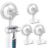 LUXEAR Shower Suction Cup Hooks, 4 Pack Razor Holder for Inside Shower Removable Reusable Wall Hangers for Bathroom Waterproof Powerful Vacuum Suction Cup Hooks for Loofah Towel Robe Bathrobe Kitchen