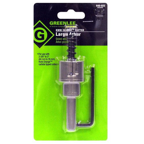 Greenlee 645-022 Hole Cutter Arbor, 2-3/8-Inch through 3-Inch, 1/2-Inch Shank