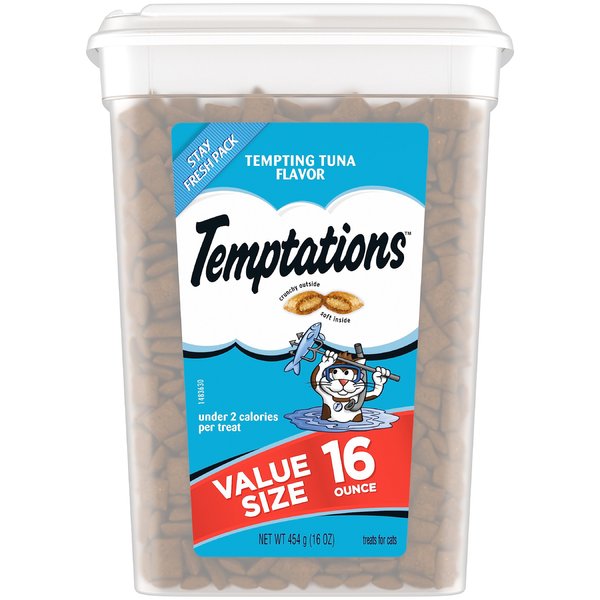 TEMPTATIONS Classic Crunchy and Soft Cat Treats Tempting Tuna Flavor, 16 oz. Tub