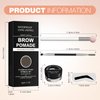 Eyebrow Stamp Stencil Kit - for Waterproof Eyebrows Makeup, Brow Stamp Trio Kit with Sponge Applicator, Dual-ended Brow Brush, 10 Eyebrow Stencils, Waterproof Eyebrow Pomade (Ebony)