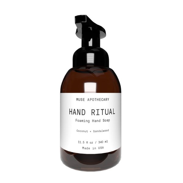 Muse Bath Apothecary Hand Ritual - Aromatic and Nourishing Foaming Hand Soap, Infused with Natural Aromatherapy Essential Oils - USDA Certified Biobased - 11.5 oz, Coconut + Sandalwood