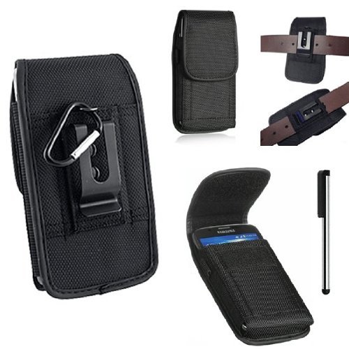 for Enact Black Tough Nylon Pouch Cell Phone Case Duty Metal Clip Holster and Stylus Pen