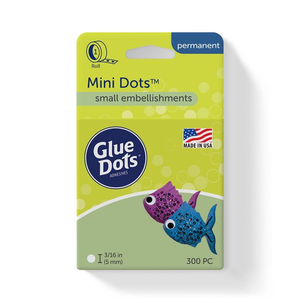 Glue Dots, Mini Dots, Double-Sided, 3/16", 300 Dots, DIY Craft Glue Tape, Sticky Adhesive Glue Points, Liquid Hot Glue Alternative, Clear