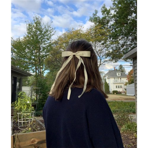 4pcs Ribbon Bow Hair Clips with Long Tassel for Women,Hair Ribbons with Bow, Bowknot Hair Ponytail Holder Accessories for Women Girls Toddlers Teens Kids (Black +White)