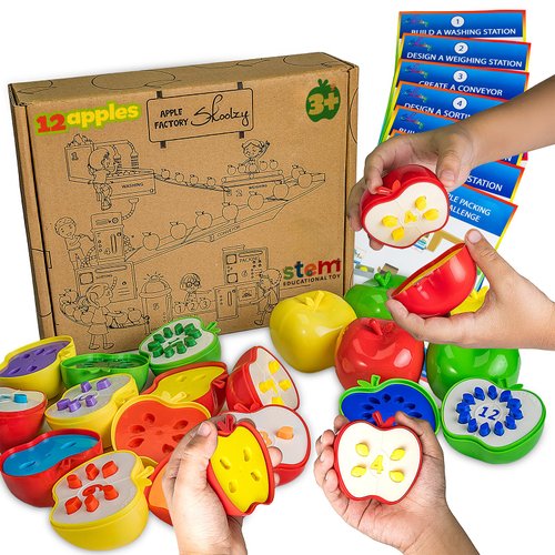 Skoolzy Apple Factory Learning Toy - Apple Toy for Toddlers - Toy Apple Pre School Learning Toy - Color Sorting Toys for Toddlers Age 3+