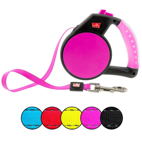 Wigzi Retractable Gel Handle Leash, Small Pink