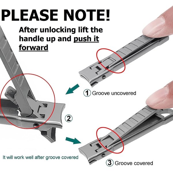 German Precision Nail Clipper with File - Stainless Steel, Ultra Thin, Superior Durability, Patented Design & Lock Mechanism