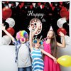 JOYKY Happy 9th Birthday Banner, Red Black Happy 9th Birthday Party Decorations for Boys Girls, 9 Year Old Birthday Supplies Backdrop Décor, 5.9 X 3.8 Fts