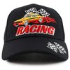 Trendy Apparel Shop Racing 3D Embroidered Flame Car Race Flag Baseball Cap - Black