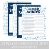 DISTINCTIVS Winter Holiday Party Games – All Things Winter Guessing Game and Snowflakes Anagram Word Game (2 Game Bundle) - 25 Dual Sided Cards