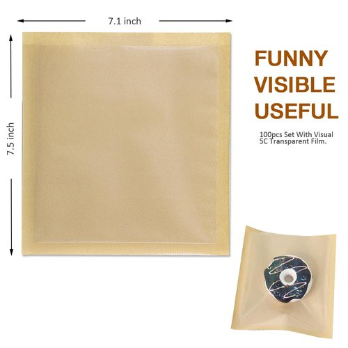 Goalfly 100 Pcs Bakery Bags with Window, 7.1 x 7.5 Inches Paper Sandwich Bags, Donut Bags To Go, Bakery Paper Bags for Treat, Snack, Cookie Packaging (Brown)