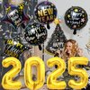 2025 New Years Eve Party Supplies - 10 Pcs Happy New Year Decorations 2025 Foil Balloons NYE Party Decorations Set