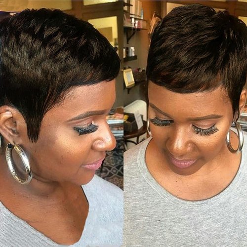 AIWEISE Pixie Cut Wig Human Hair Short Human Hair Wigs for Back Women Short Brown Wig Layered Wavy Pixie Wigs Short Glueless Wigs Natural Wavy Wig 4#
