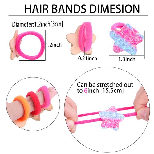 36 Pcs Glitter Hair Ties for Baby Girls Elastic Rubber Bands Hair Scrunchies for Toddler Girls Rainbow Sequin Sparkle Star Heart Butterfly Cartoon Ponytail Holders Hair Accessories Sold by Zifengcer