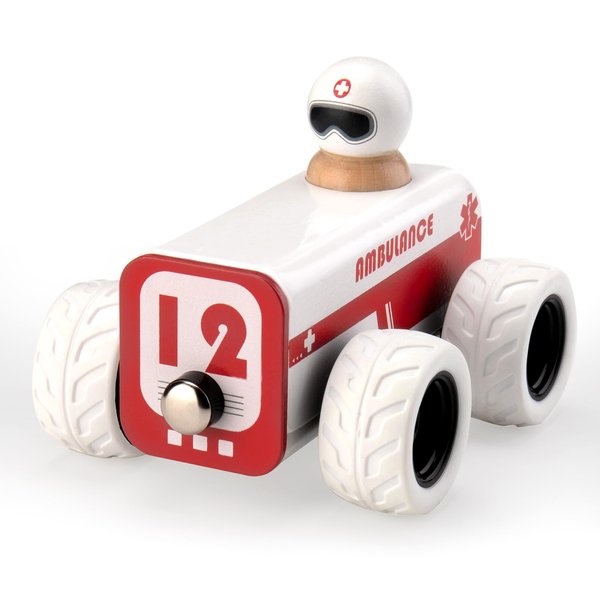 BTB Wooden Pull Back Car,Toy Ambulance Paramedic,Montessori Wooden Toy,Pullback Pull-Back Car,Wooden Vintage Retro Classic Toy Car,Wood Toy Cars,Wooden Race Car,Racing Car,Toddler Boy Boys Toys