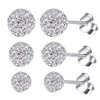 BG&WLing 3 Pieces Crystal Ball Stud Earrings Set for Women Girls, 3 Different Size Sparkle Disco Ball Earring Studs