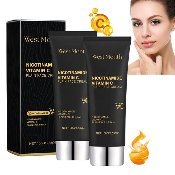 2PCS Nicotinamide Vitamin C Plain Face Cream, Niacinamide Vitamin C Black Tube Skin Cream, Multifunctional Hydrating Niacinamide Makeup Cream, Vitamin C Black Tube Moisturizing Cream