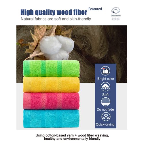 MEMRUI Multicolor Fingertip Towels for Bathroom - Kid's Face Towels, 10 x 18 Inches, 4 Pcs in 4 Colors