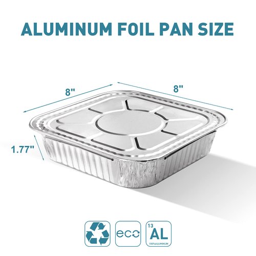 XIAFEI 8 x 8 Aluminum Foil Pans with Lids（10Count），Foil Pans and Foil Lids，Recyclable & Disposable，Great for Baking Cakes, Roasting, Homemade breads