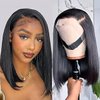 Ksflaae Bob Wig Human Hair 13x4 Frontal Lace Wigs Human Hair 180% Density Short Straight Frontal Bob Wigs for women Human Hair Pre Plucked with Baby Hair Natural Color 12 inch