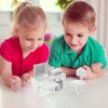 1 Set Miniature Computer Wood Mini Office Desk Toys Mini Office Desk for Crafts Tiny House Computer Model Miniature Office Ornament for Kids Doll House(White)