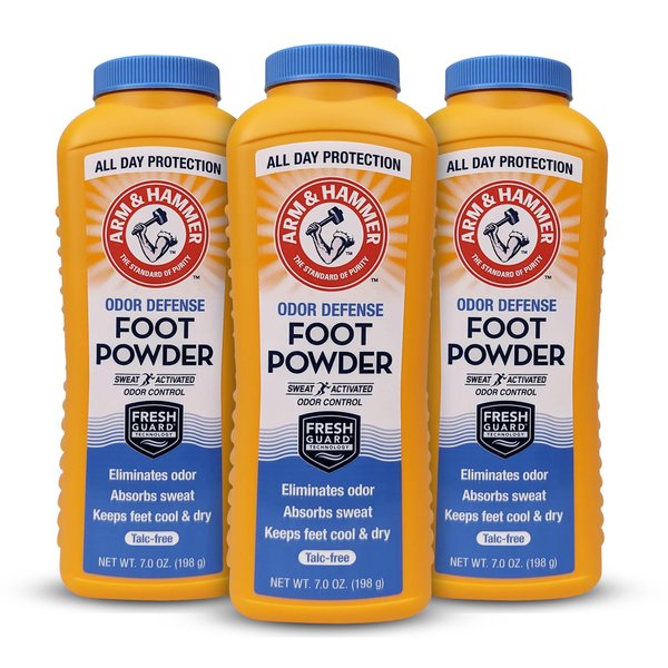 Arm & Hammer Foot Powder for Shoes & Feet, Talc-Free Odor & Moisture Control for Men & Women, 7 oz (3 Pack)