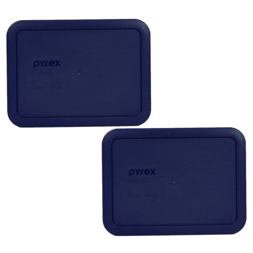 Pyrex Bundle - 2 Items: 7210-PC 3-Cup Blue Plastic Food Storage Lids - Original Genuine Pyrex Lids - 2 Pack -Made in the USA