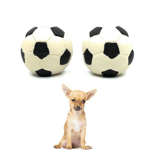 Lanco Small Dog Balls Squeaky Soccer Rubber Dog Toy Puppy (BlackSoccer)