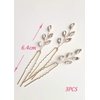 Kercisbeauty 3PCS Handmade Simple Crystal Leaf Leaves Hair Pins for Wedding Bridal Bridesmaids Flower Girls,Dancing Prom Party,Vintage Boho Hair Accessory(Silver)