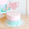 Gyufise 1Pc Sweet Teenager 16 Cake Topper Glitter 16th Birthday Cake Pick for Cheers to 16 Years Old 16th Birthday Party Cake Decorations Supplies Pink
