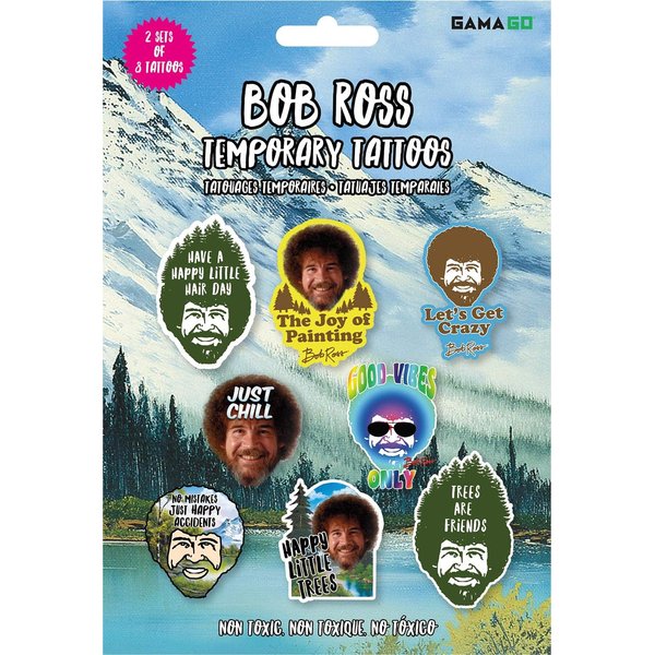 Gamago Bob Ross Temporary Tattoos, Multicolor