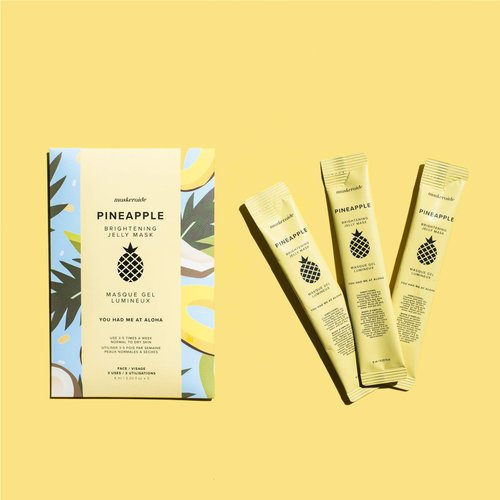MaskerAide Pineapple Brightening Jelly Mask with Coconut Water, Niacinamide & Sweet Cherry Extract, Hydrating, Soothing, Cooling, Reduces Redness, Moisturizing Mask, Korean Skincare (Sleeve - 3 Uses)