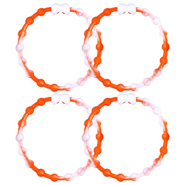 White & Orange PRO Hair Ties: Easy Release Adjustable for Every Hair Type PACK OF 4