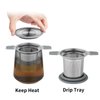 Ohtomber Tea Infuser Strainers for Loose Tea, Stainless Steel Loose Leaf Tea Strainer Stepper with Heat Proof Double Handles, Extra Fine Mesh Tea Ball Infusers, Tea Diffuser Holder Filter for Mugs