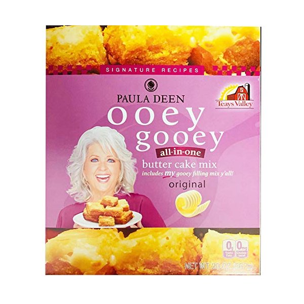 Paula Deen Ooey Gooey Butter Cake Mix 20.25 Ounce! Original Flavor Butter Cake! No Trans Fat & No Cholesterol! Choose Your Cake Mix! (Original)