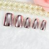 Pink Metallic Fake Nails Short Full Cover Mirror Salon False Nail Art Tips for Women Decoration