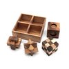 BSIRI Wooden Puzzle Box Set (4 Games) - Challenging Brain Teasers 3D Puzzles for Adults, Interlocking Games for IQ Test. Ideal for Rustic Patio Decor, Unique Gift for Christmas and Birthdays