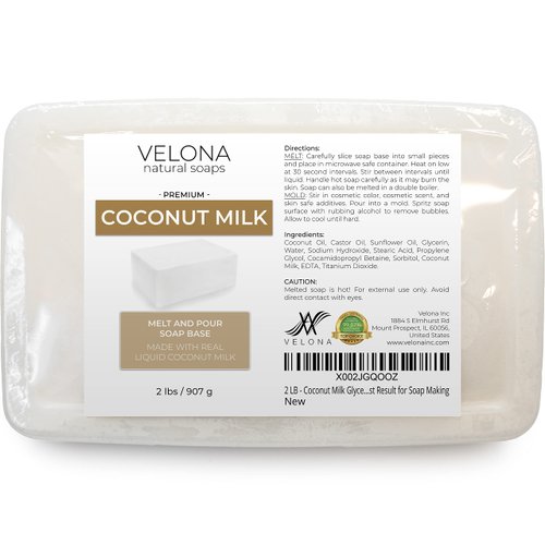 velona 2 LB - Coconut Milk Glycerin Soap Base SLS/SLES Free | Melt and Pour | Natural Bar for The Best Result for Soap Making