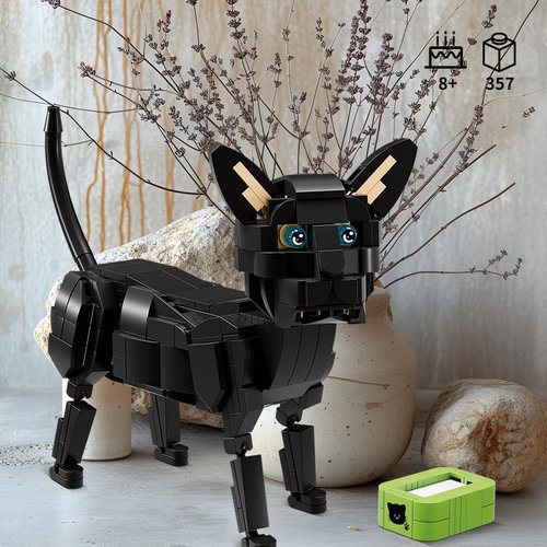 KAZI Cat Building Toy Set,Cat Gift Idea for Animal-Lovers,Cat Sets for Boys and Girls Age 8-12,Black Cat Buildable Toys for Kids,Creative Activity,Halloween Party Favors