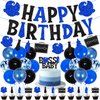 Boss Birthday Party Decorations for Blue Black Boss Boy Baby Themed Happy Birthday Banner Cake Toppers Balloons Set for Newborn Boy Child Kid Bday Party 1st 2nd 3rd Birthday Decor Supplies
