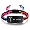MAXZOOL TYPE 2 DIABETES Medical ID Bracelets for Women Men | Medical Alert Bracelets for Men | Stainless Steel Medical Bracelet with Adjustable Nylon Rope