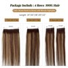 Clip in Human Hair Extensions Blonde Balayage Clip in Real Remy Hair Extensions Double Weft 100grams 4pcs Thick Straight Medium Brown with Caramel Blonde Highlights Extensions for Women 16 Inch