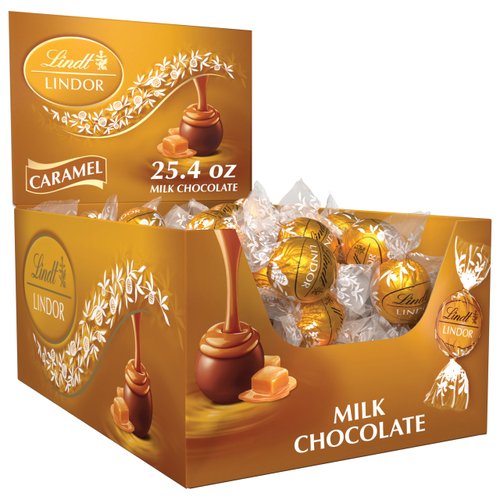 Lindt LINDOR Caramel Milk Chocolate Truffles, Milk Chocolate Candy with Smooth, Melting Truffle Center, Great for gift giving, 25.4 oz., 60 Count