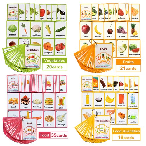 Fruits/Vegetable/Foods/Food Quantities Flash Cards English Flash Cards Pocket Card Learning Toys for Children Pre-Kindergarten Kids Education Aids