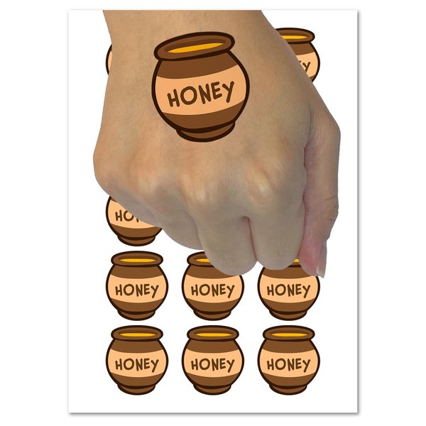 Honey Pot Doodle Bee Temporary Tattoo Water Resistant Fake Body Art Set Collection - 54 1" Tattoos (1 Sheet)
