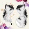 GaliaFaya Cat Wolf Fox Dog Ears Headband Handmade Long Faux fur Cosplay Halloween Costume Party (Black and White)