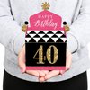 Big Dot of Happiness Chic 40th Birthday - Pink, Black and Gold - Treat Box Party Favors - Birthday Party Goodie Gable Boxes - Set of 12
