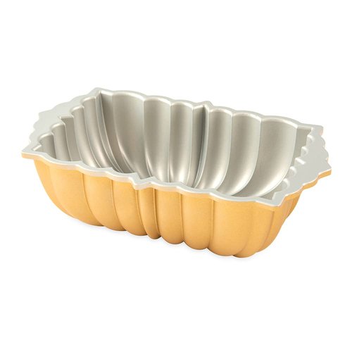Nordic Ware Classic Fluted Loaf Pan, 6 Cup, Gold