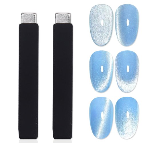 WOKOTO 2Pcs Oblong Nail Art Magnet With Silicone Cover For Cat Eye Nail Designs Magnet Nail Magnets Pens Nail Art Tools Gradient Ombre Design Cat Eye Magnet For Nails Magnet Sticks For Women Nails